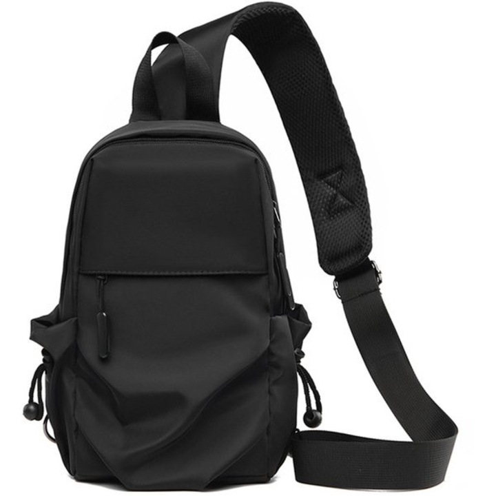 Kicsi, vízálló, könnyű, fekete crossbody táska mobiltelefonhoz, ideális túrázáshoz és kempingezéshez, 1 darab