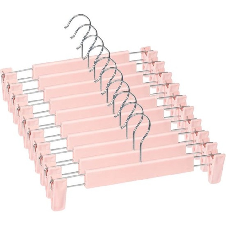 Umerase pentru pantaloni, set de 10, cu clipsuri detasabile, roz, 21x28cm