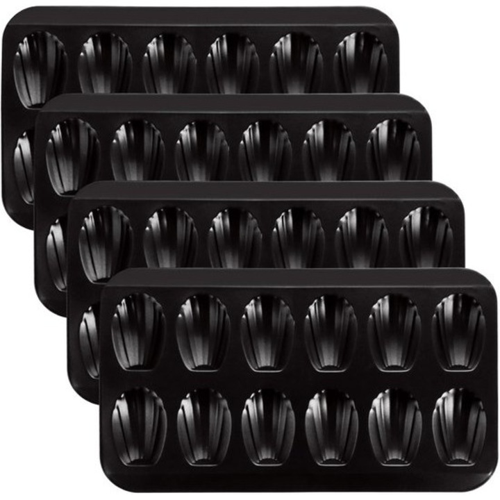 Set 4 tavi copt madeleine, carbon steel, gri inchis, 40x22.5x1.8cm