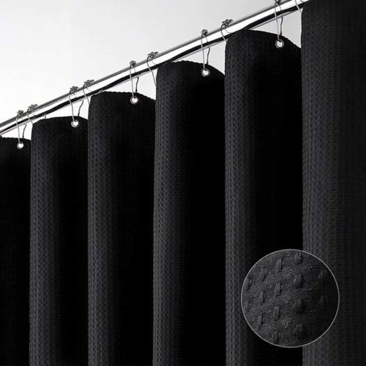 Cortina de dus, model waffle, impermeabil, 180x180cm, neagra