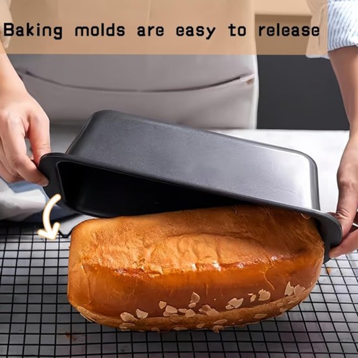 Tava de copt pentru paine, 19.5x9.5x6cm, non-aderenta, design fara scurgeri, set de 1 bucata, neagra