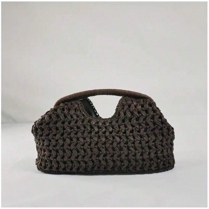 Geanta de plaja pentru femei, stil vintage, model tesut, 35x11x22cm, multicolor