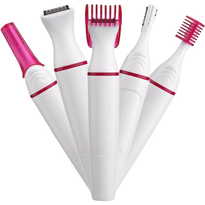 Epilator 2-in-1 pentru femei, 4 capete interschimbabile, portabil, utilizare zilnica, alb