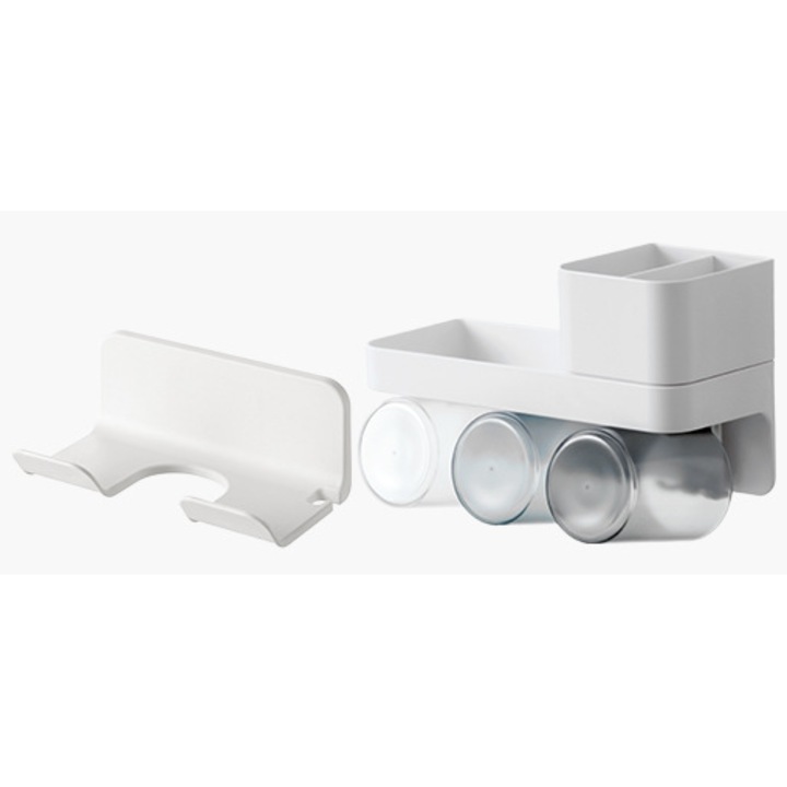 Suport perete pentru uscator de par, autoadeziv, cu carlig pentru cablu, design modern