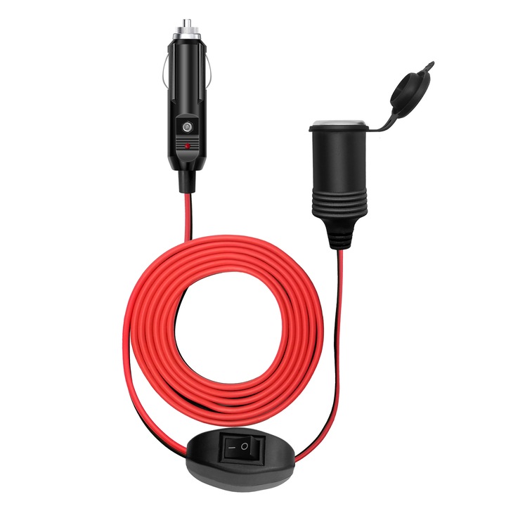 Cablul de alimentare 12V cu priza pentru bricheta auto, 4m, comutator inclus