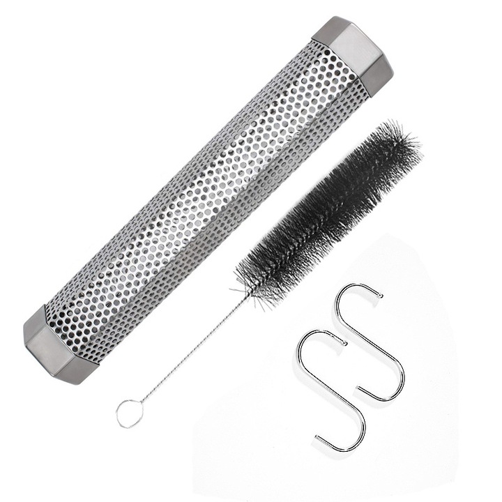 Tub de fum pentru gratar, inox 304, dimensiuni mici, design unic, pentru fumigat carne si branzeturi