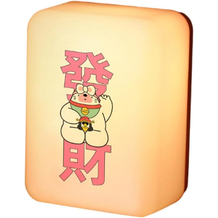 Veioza mahjong, lumina de noapte, design delicat, alb, USB