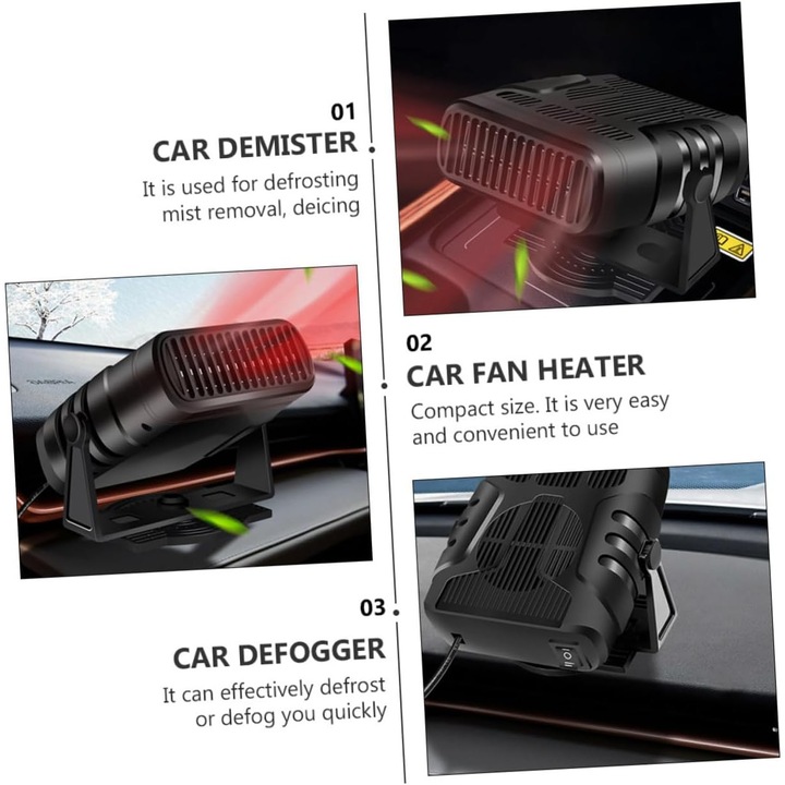 Incalzitor auto portabil 12V, defroster rapid, design compact, usor de instalat