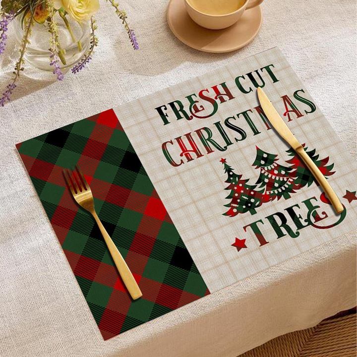 Set 4 servete de masa imprimate de Craciun, decoratiuni de Craciun, 30x45cm