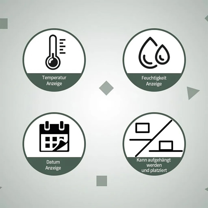 Ceas de perete LED, 20.2x2x8 cm, cu afisaj temperatura si umiditate, alb