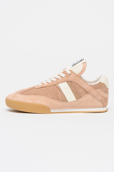 Chloé, Pantofi sport Kick din piele intoarsa si piele, Roz prafuit