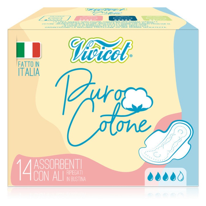 Absorbante de zi din bumbac hipoalergenic 4 picaturi 14buc Vivicot