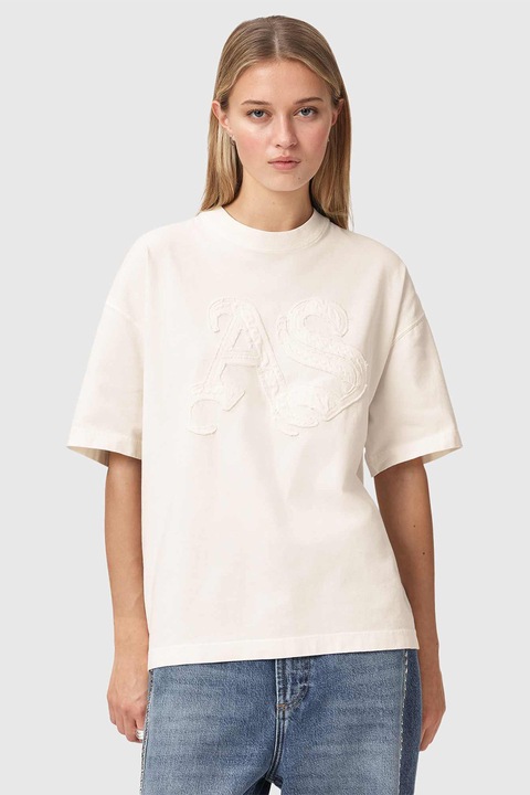 AllSaints, Tricou supradimensionat Insignia Etta, Alb murdar