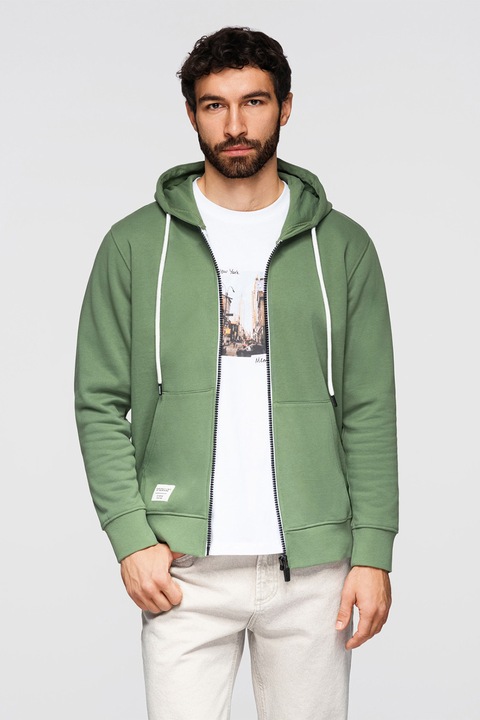 OMBRE, Hanorac regular fit cu buzunare, Verde