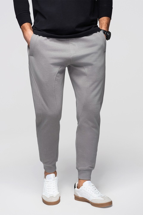 OMBRE, Pantaloni de trening din bumbac cu snururi de ajustare, Gri, M