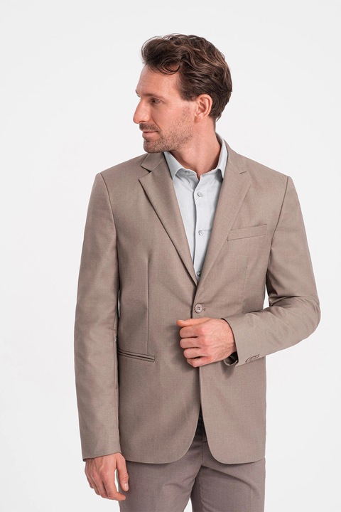 OMBRE, Sacou elegant regular fit cu buzunare cu refilet, Bej