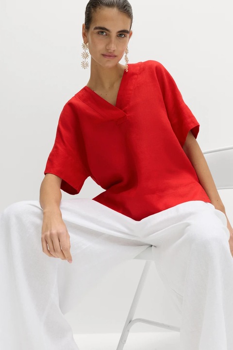 Marks & Spencer, Tricou de in cu decolteu in V, Rosu vermillion