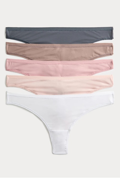 Marks & Spencer, Set de chiloti tanga din microfibra - 5 perechi, Multicolor