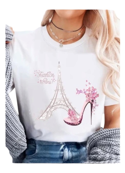 Tricou dama supradimensionat, alb, marimea XL