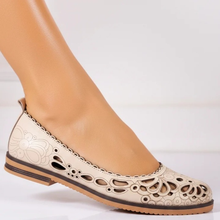 Balerini piele naturala Amarilla 2 Bej, Bej