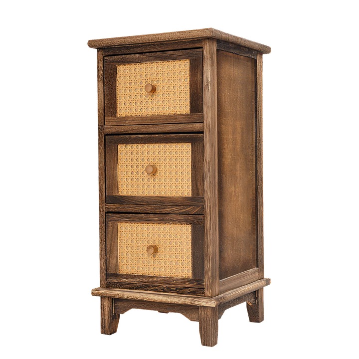 Dulap de depozitare vintage, 3 niveluri, culoare maro, 30x30x63cm