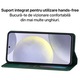 Husa pentru Samsung Galaxy A25 Daden® Flip Leather Deluxe, Antisoc, Inchidere magnetica, Buzunar card, Calitate Premium, Verde