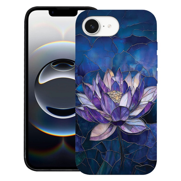 BestCase® Husa TPU Ultra Slim Compatibila cu Apple iPhone 16e / iPhone 17e, Floral - Stained Glass Lotus, 1992024 B 2071