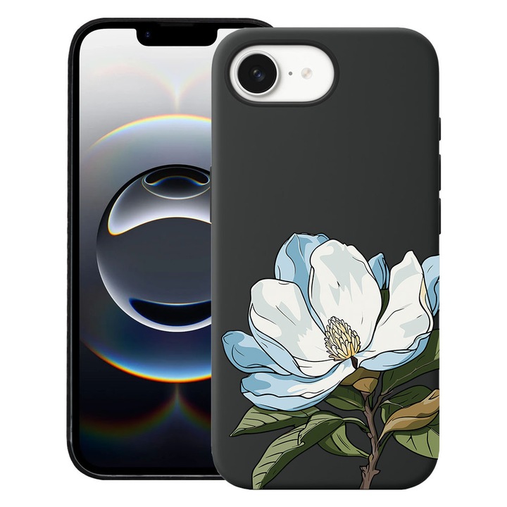 BestCase® Husa TPU Ultra Slim Compatibila cu Apple iPhone 16e / iPhone 17e, Floral - Blue Magnolia, 1992024 B 2050