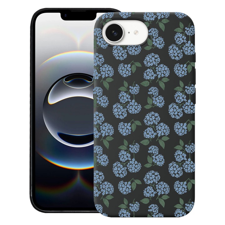 BestCase® Husa TPU Ultra Slim Compatibila cu Apple iPhone 16e / iPhone 17e, Floral - Hydrangea Pattern, 1992024 B 2078