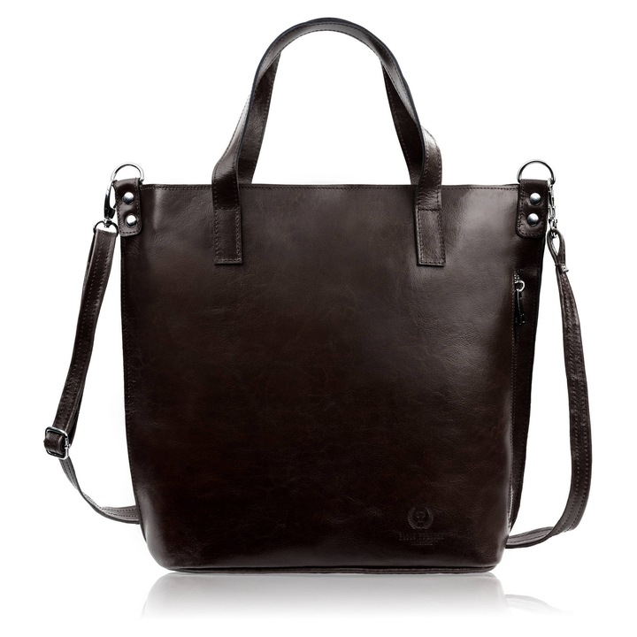 Női válltáska Bőr Klasszikus Shopper Barna Paolo Peruzzi Z-59-Br