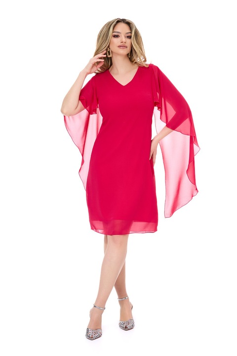 BAROCCA, Rochie-capa cu decolteu in V, Fucsia