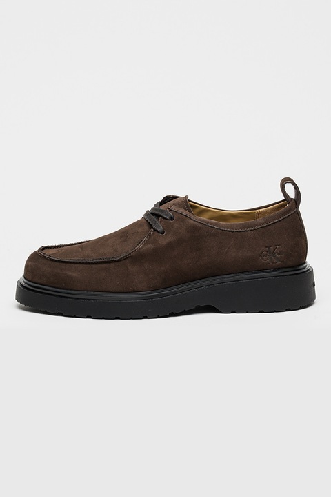 CALVIN KLEIN, Велурени обувки Derby, Тъмнокафяв