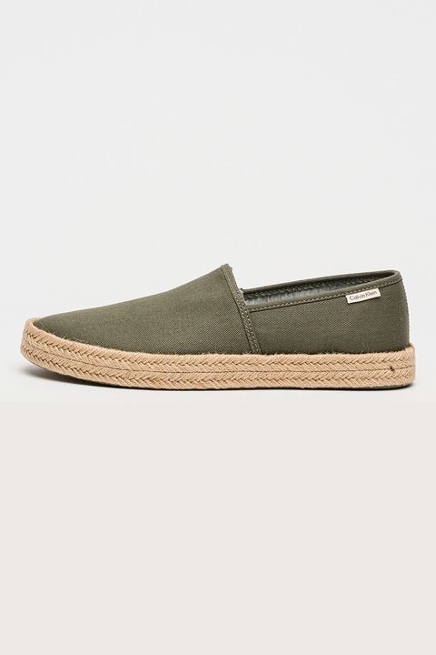 CALVIN KLEIN, Espadrile slip-on din material textil, Kaki inchis, 43