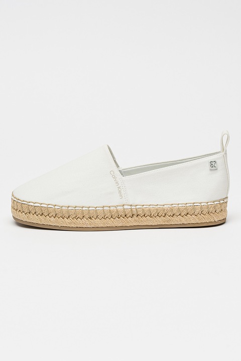 CALVIN KLEIN, Espadrile din material textil cu varf rotund, Alb optic, 37