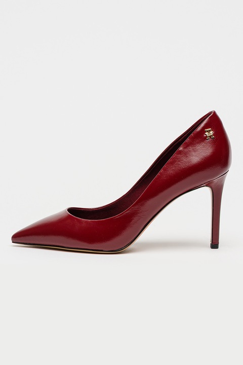 Tommy Hilfiger, Pantofi din piele cu varf ascutit, Maro cognac