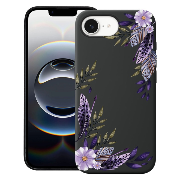 BestCase® Husa TPU Ultra Slim Compatibila cu Apple iPhone 16e / iPhone 17e, Floral - Levander, 1992024 B 2053