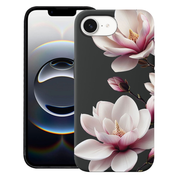 BestCase® Husa TPU Ultra Slim Compatibila cu Apple iPhone 16e / iPhone 17e, Floral - Pink Magnolia, 1992024 B 2051