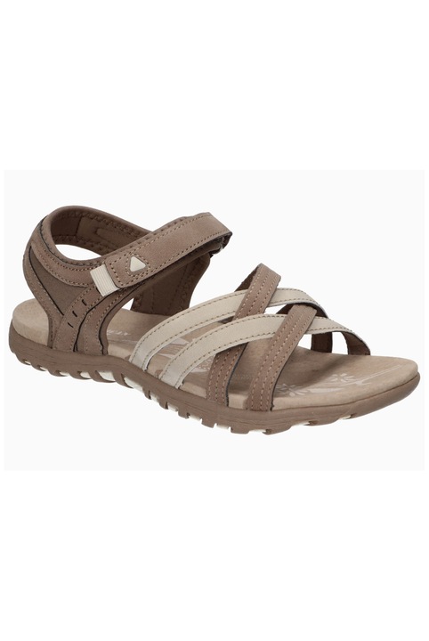 Sandale dama American Club HL220, cu brant din piele naturala, inchidere velcro si talpa antiderapanta, Maro/Bej