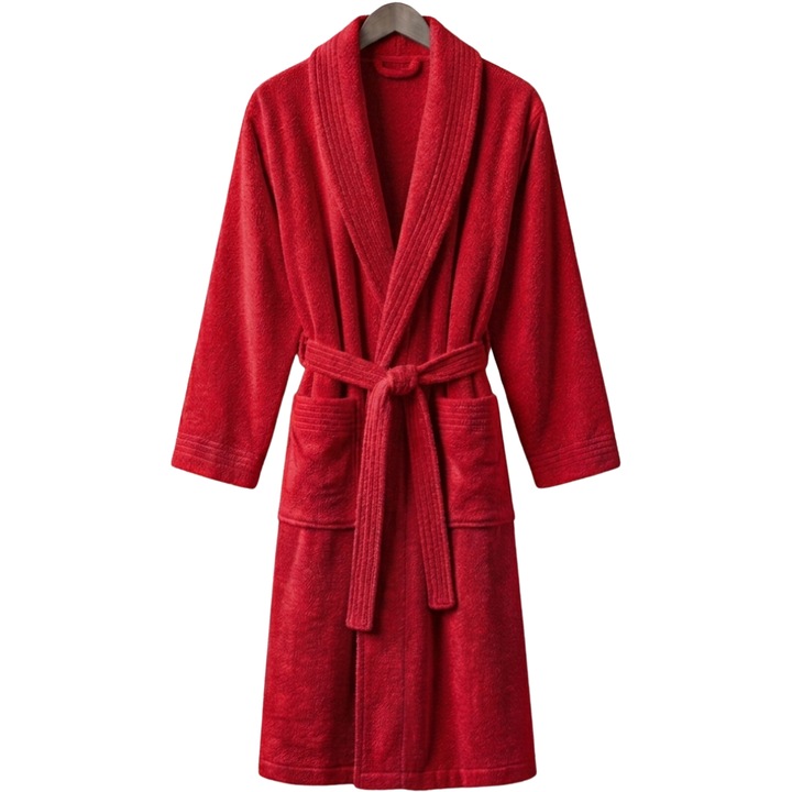 Halat baie, 100% bumbac, 380 GSM, rosu, S-M