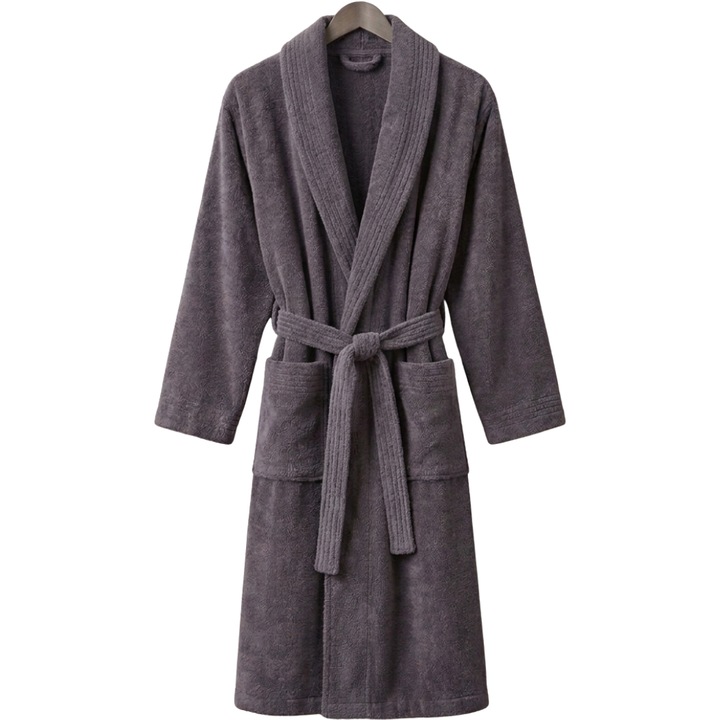 Halat baie, 100% bumbac, 380 GSM, gri, 2XL