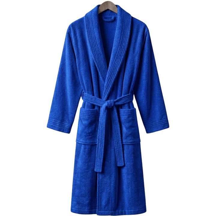 Halat baie, 100% bumbac, 380 GSM, Albastru, L- XL