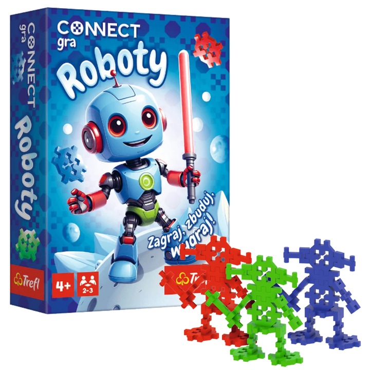 Társasjáték, Trefl, Connect Roboty, kártyaszett, többszínű