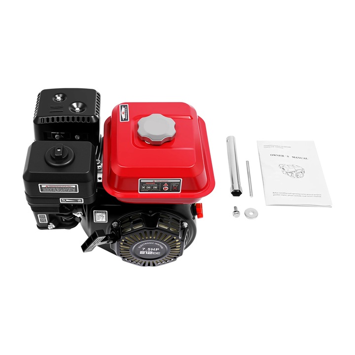 Бензинов двигател 170F-7.5HP, 7.5 к.с., 208 куб. см, въздушно охлаждане, черен