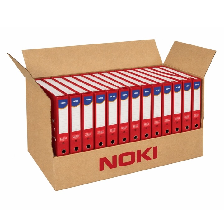 Set 25 Bibliorafturi plastifiate A4 Noki, 5 cm, Rosii