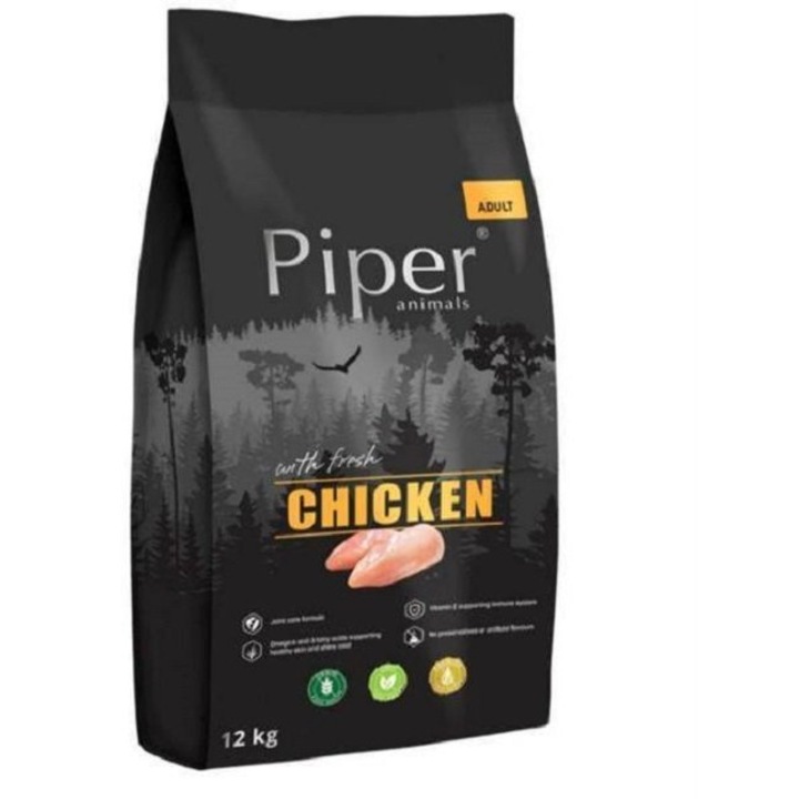 Hrana uscata pentru caini Piper, cu pui, 12 kg, mare, adult