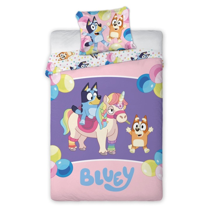 Set lenjerie de pat Bluey, 100% bumbac, 140x200cm, 70x90cm