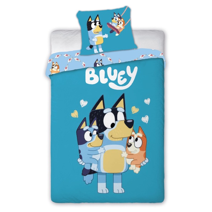Set de lenjerie pentru copii Bluey, 100x135cm, 40x60cm, bumbac