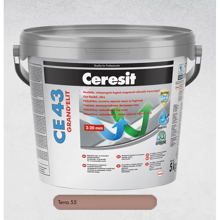 Chit de rosturi ultra premium 5 kg Terra Ceresit CE 43 GRAND’ELIT, interior/exterior, aplicatii profesionale