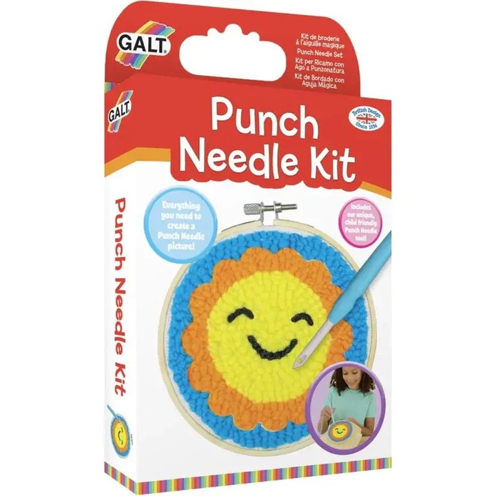 Set educativ de brodat, Galt, kit pentru copii, 4 culori, 26.5x15.5x3.5cm