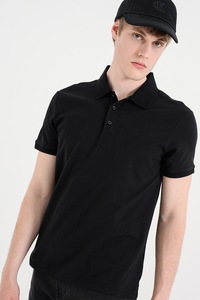 CALVIN KLEIN JEANS, Tricou polo de bumbac, Negru, M